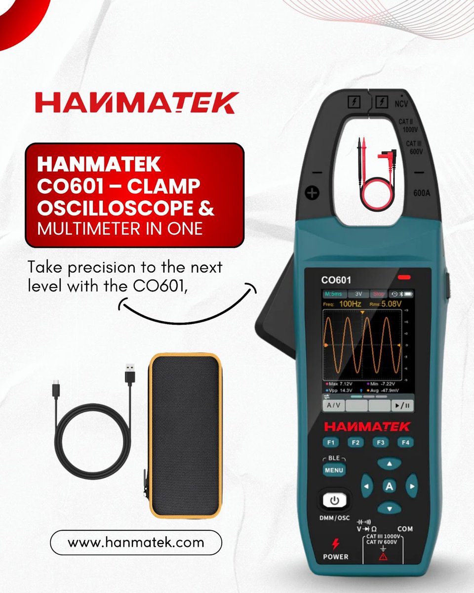 hanmatek's tweet photo. Take precision to the next level with the CO601, your all-in-one solution for voltage, current, resistance, and capacitance measurements—plus waveform analysis.
.
📲 Upgrade your toolkit — Click the link to explore more: https://t.co/kOaF9WPYif 
.
#HANMATEK #CO601 https://t.co/eL4T6H78DP