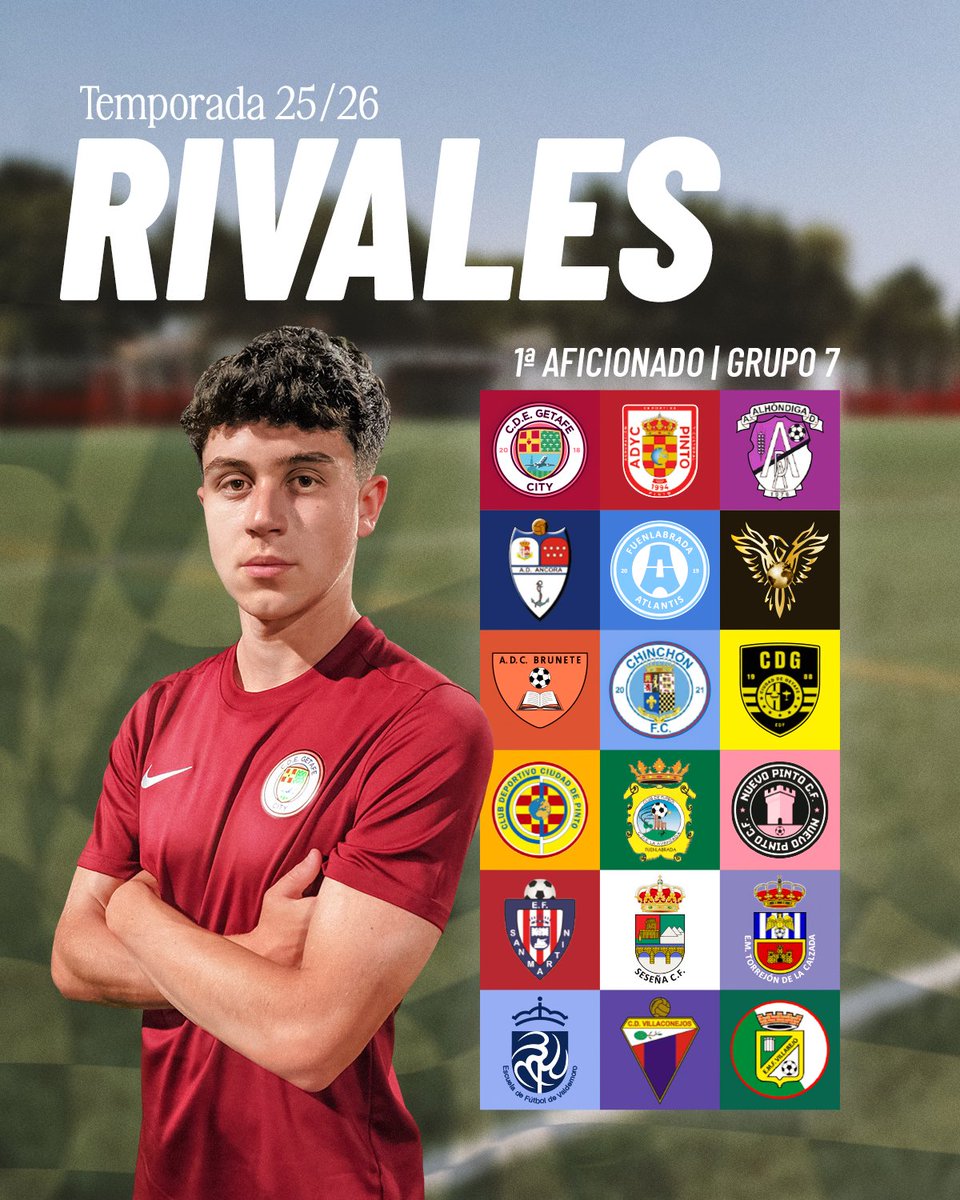 📅 Estos serán nuestros rivales esta temporada en el grupo 7 de 1ª Aficionado.

⚽ Jornada 1 | 14 SEP
Getafe City 🆚 Nuevo Pinto 'B'

#SomosCity