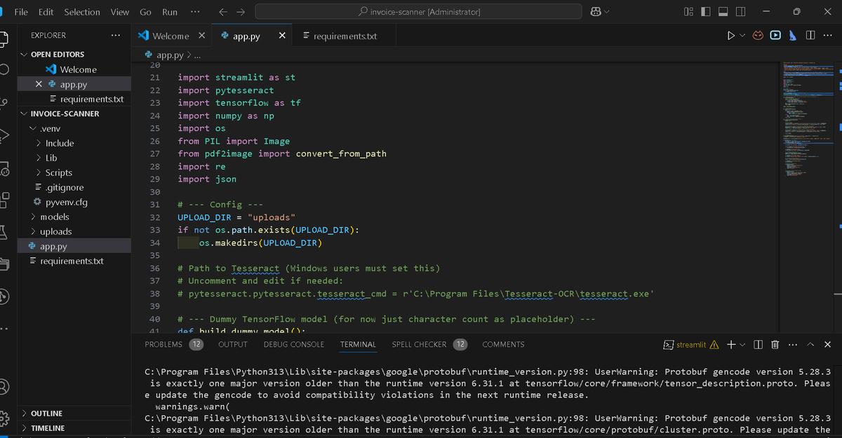 DRex_code's tweet image. 🚀 Just built an Invoice Scanner App with Streamlit + TensorFlow + OCR!
Upload a PDF/image → it extracts invoice number, date &amp; total 🔍📄
📸 Screenshot below
Next step: deployment!
#Python #MachineLearning #OCR #Streamlit