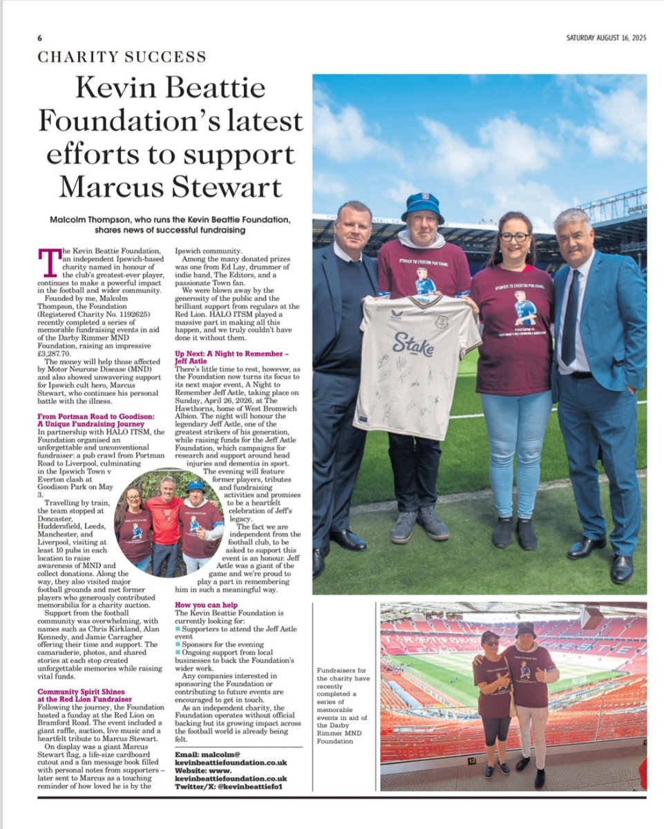 KevinBeattieFoundation (@kevinbeattiefo1) on Twitter photo Thank you to <a href="/EADT24/">East Anglian Daily Times</a> for doing this last Saturday covering our fundraising events for Darby Rimmer MND Foundation in Association with <a href="/halonxtgen/">Halo</a>. Plus, mentioning the next big one at the Hawthorns <a href="/WBA/">West Bromwich Albion</a> to celebrate and remember the late great Jeff Astle. Thank you to <a href="/EADT24/">East Anglian Daily Times</a> for doing this last Saturday covering our fundraising events for Darby Rimmer MND Foundation in Association with <a href="/halonxtgen/">Halo</a>. Plus, mentioning the next big one at the Hawthorns <a href="/WBA/">West Bromwich Albion</a> to celebrate and remember the late great Jeff Astle.
