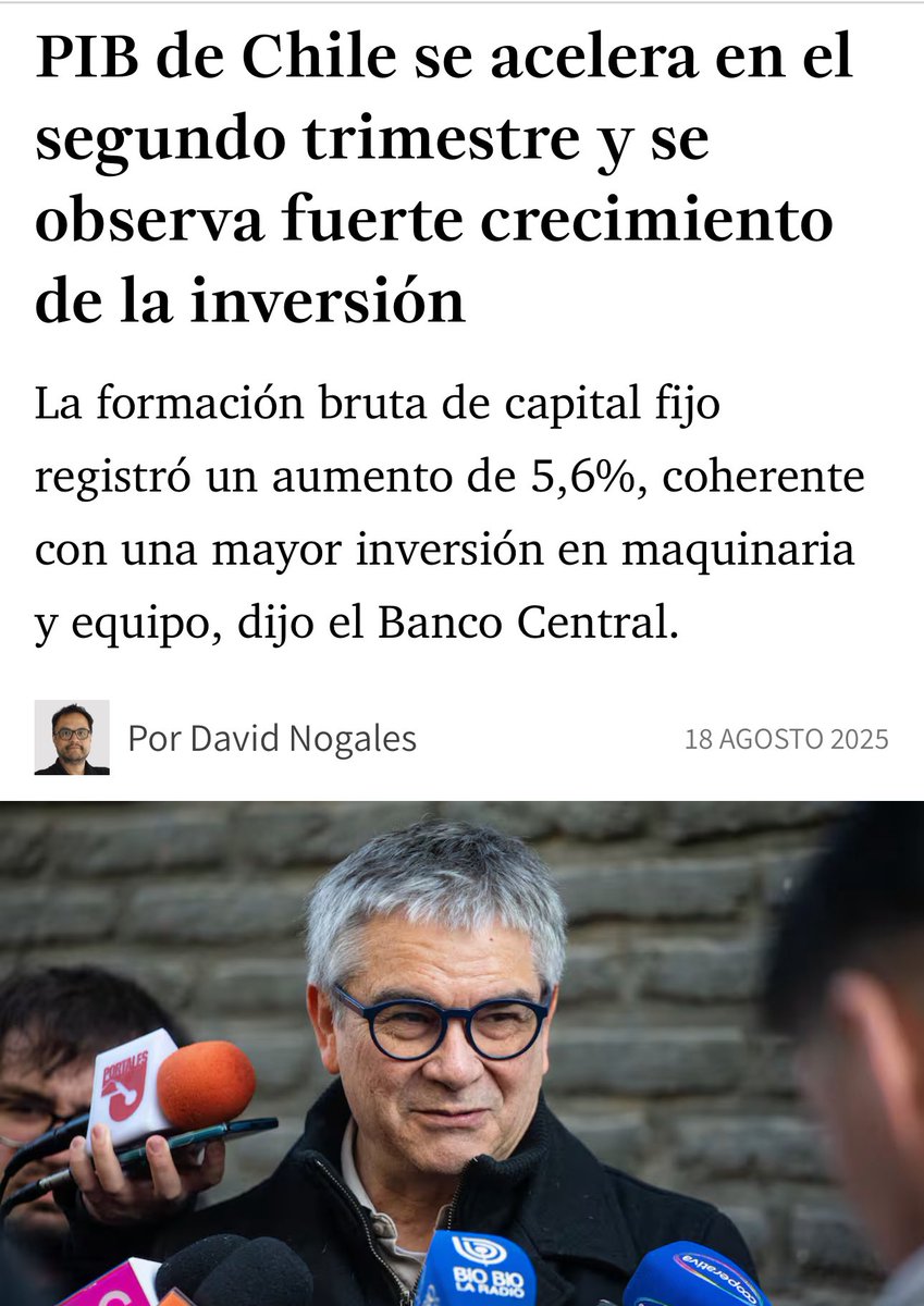 AbogadaTello's tweet image. Buenas noticias para Chile: el PIB acelera su crecimiento en el 2° trimestre y la inversión sube 5,6% en maquinaria y equipo. Una señal positiva para la reactivación económica y la generación de empleo 💪🇨🇱

@GabrielBoric 
#GobiernodeChile
