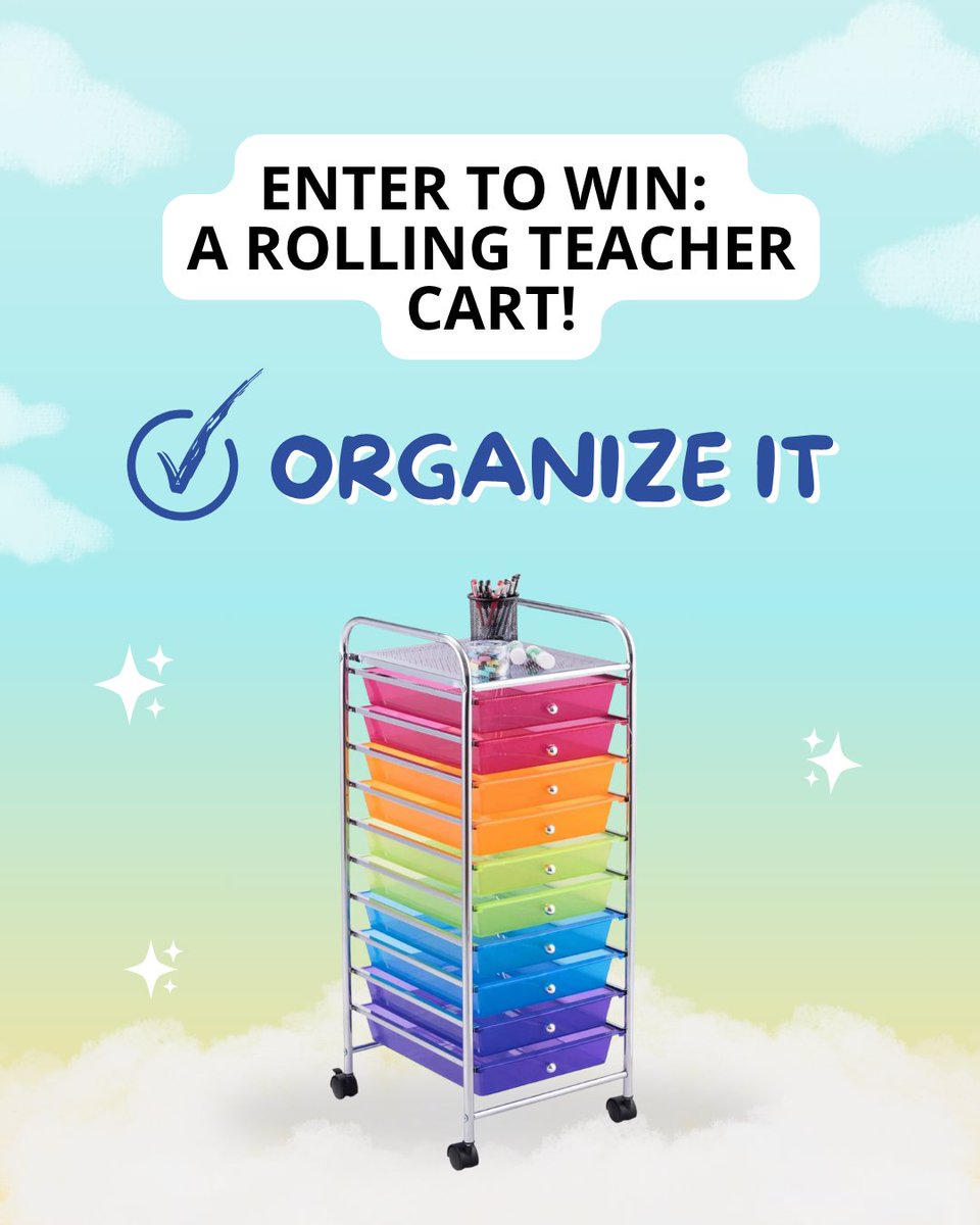 🎉 Week 2 of our #ReadyWithRubicon Teachers Giveaway is here! Win a Rolling Teacher Cart to organize your classroom supplies!

1️⃣ Follow @RubiconPubs
2️⃣ Retweet &amp; like this post
3️⃣ Tag a teacher (extra entries per tag!)

📅 Aug 11, 18, 25 &amp; Sept 3 — ow.ly/o0pY50WCO8j
