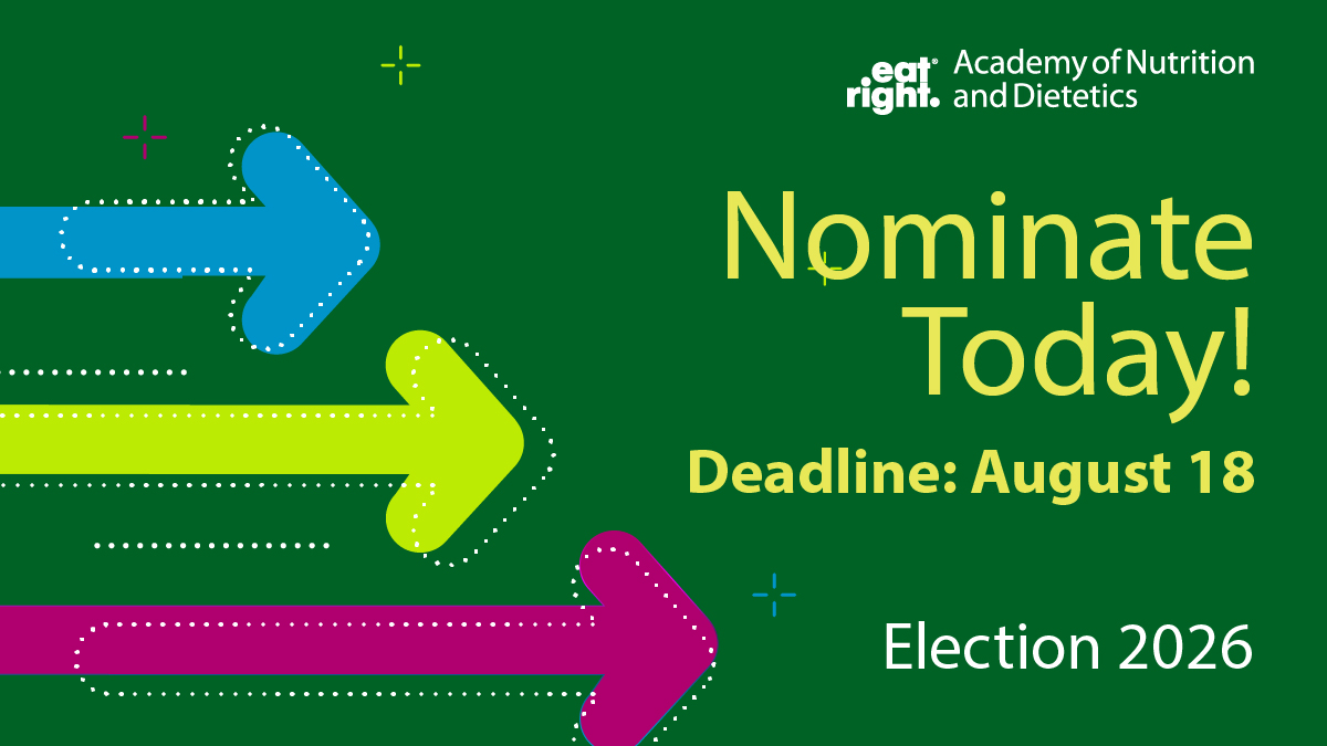 🚨 Nominations for the Academy 2026 national election are due TODAY! 🚨

🗳️Submit your nominations now: sm.eatright.org/election

#eatrightPRO #dietetics