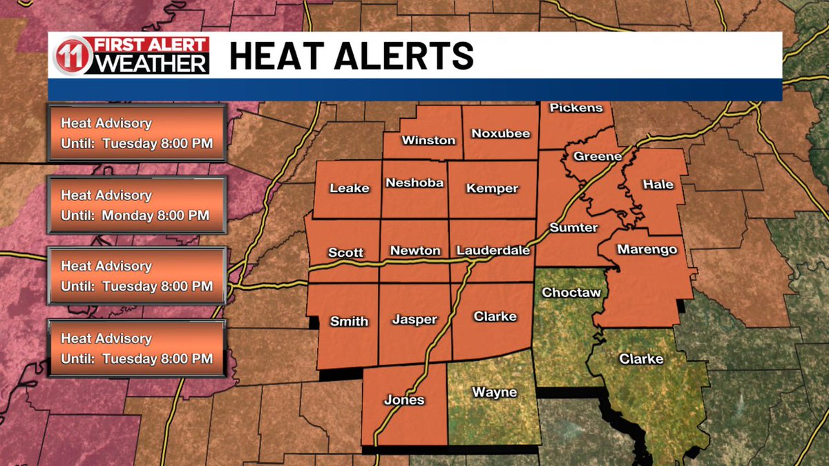 Heat index values of 105 degrees or higher expected. Remember heat safety: Stay hydrated, avoid strenuous activities during the heat of the day, and take frequent breaks if you must be outside working. wtok.com/?utm_source=tw…
