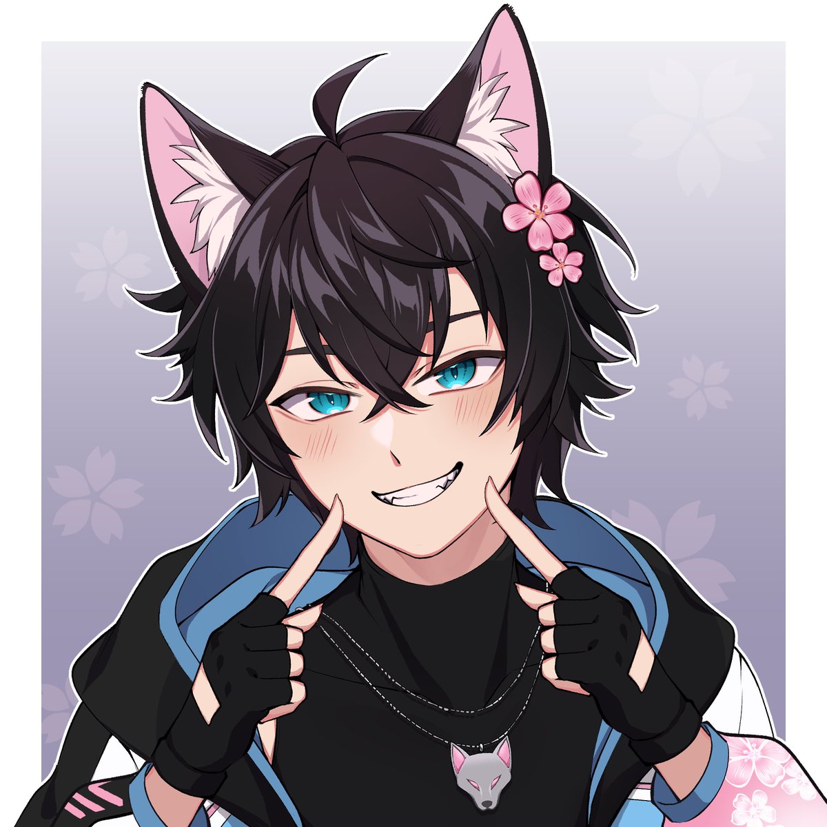 Just a wolf boy making the world brighter one grin at a time here to remind you that even little sparks of happiness can light up the darkest nights! 🐺🌸 

🎨 by: <a href="/greibitt/">grey✦VGen</a> 

【 #ShinkoRiftArt 🌸 #Vtuber 🌸 #ENVtuber 🌸 #malevtuber 🌸#commissionart 】