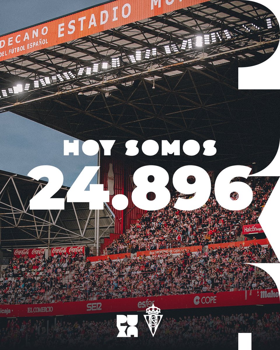 Hoy somos 2⃣4⃣.8⃣9⃣6⃣ en El Molinón. 

🙌🏻 AFICIÓN.  ¡𝑷𝒖𝒙𝒂! 🔴⚪

#RealSportingCórdoba