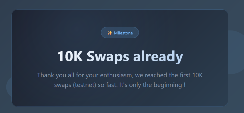 Lunari Network (@lunari_network) on Twitter photo 10K swaps on Lunari Swap already! Thanks to everyone testing with us on <a href="/helios_layer1/">Helios Blockchain</a> 🌕
Have you done your first swap yet? Try it out today:
swap.lunari.finance 10K swaps on Lunari Swap already! Thanks to everyone testing with us on <a href="/helios_layer1/">Helios Blockchain</a> 🌕
Have you done your first swap yet? Try it out today:
swap.lunari.finance