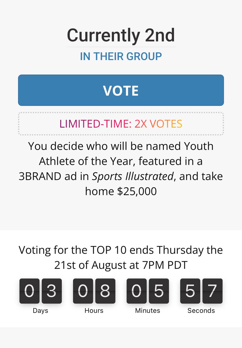 Dolfan Derek (@dolfin55) on Twitter photo Please take a minute and place a vote (free) for Ethan.  All votes at this time count as double. 
athleteoftheyear.org/2025/ethan-6dc0 Please take a minute and place a vote (free) for Ethan.  All votes at this time count as double. 
athleteoftheyear.org/2025/ethan-6dc0