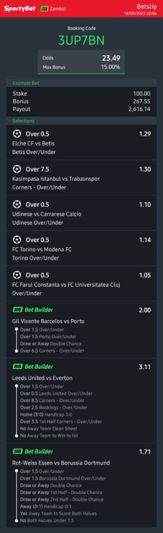 Hey check out the bet I just placed on Sportybet!
sportybet.com/zm/?shareCode=…