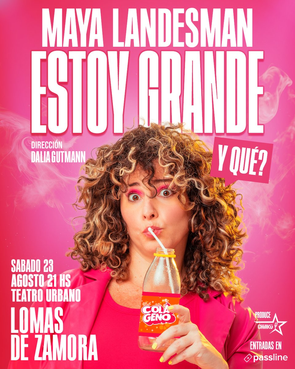 LOMAS DE ZAMORA 📢
¡ES HOY! ¡ES HOY! ¡ES HOY!
No te olvides que hoy nos vemos en "Estoy grande y qué" de Maya Landesman 
Dirigido por Dalia Gutmann

HOY SÁBADO 23 DE AGOSTO 21HS
TEATRO URBANO DE LOMAS
Link de Entradas👇🏼
bit.ly/40EOU8V
<a href="/DaliaGutmann/">Dalia Gutmann</a> <a href="/mayalandes/">Maya Landesman</a>