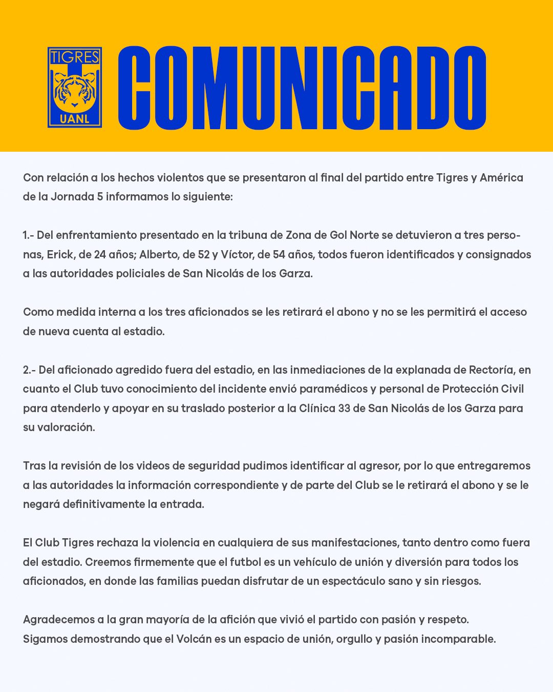 El comunicado de Tigres | @TigresOficial