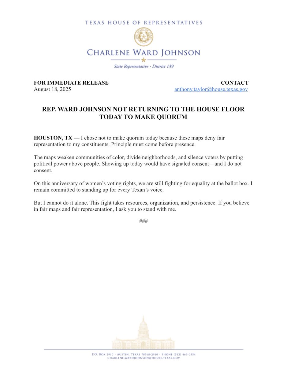 RepCWJ's tweet photo. I will continue fighting!

#repcwj #HD139 #txlege https://t.co/MsjPv5JOpb