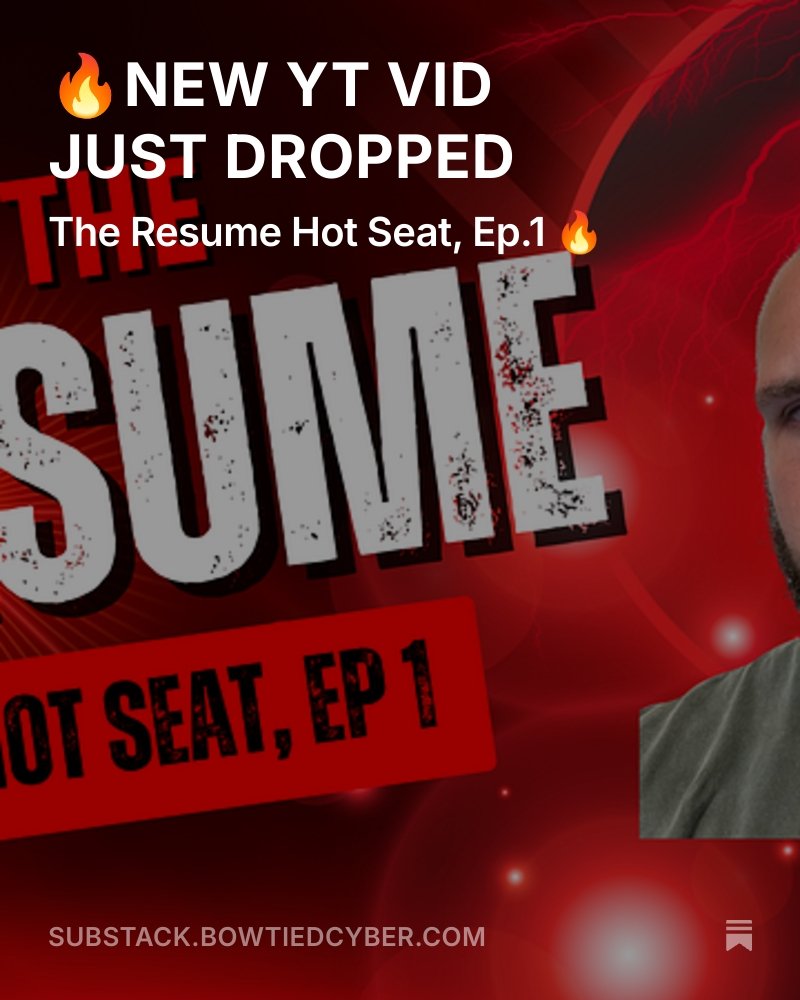 Here's how we fixed this guy's resume in the HOT SEAT

Tips and takeaways from my newest YouTube video

Read the article here: open.substack.com/pub/bowtiedcyb…

Watch the full video here: youtu.be/oie1-zsVpWY?si…