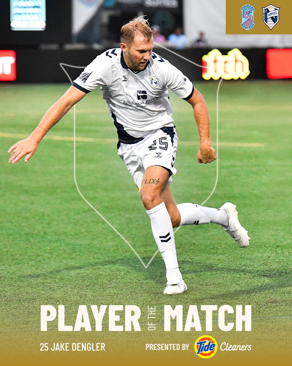FC Naples (@fcnaples_) on Twitter photo Jake Dengler is your <a href="/TideCleaners/">Tide Cleaners</a> Player of the Match for our draw against Forward Madison FC π₯
With 2 shots blocked, 83% pass accuracy, 5 duels won, and a perfect 100% in aerial duels, #οΈβ£2οΈβ£5οΈβ£ was the anchor in defense!
#FCNaples #TideCleaners #PlayeroftheMatch #JakeDengler Jake Dengler is your <a href="/TideCleaners/">Tide Cleaners</a> Player of the Match for our draw against Forward Madison FC π₯
With 2 shots blocked, 83% pass accuracy, 5 duels won, and a perfect 100% in aerial duels, #οΈβ£2οΈβ£5οΈβ£ was the anchor in defense!
#FCNaples #TideCleaners #PlayeroftheMatch #JakeDengler