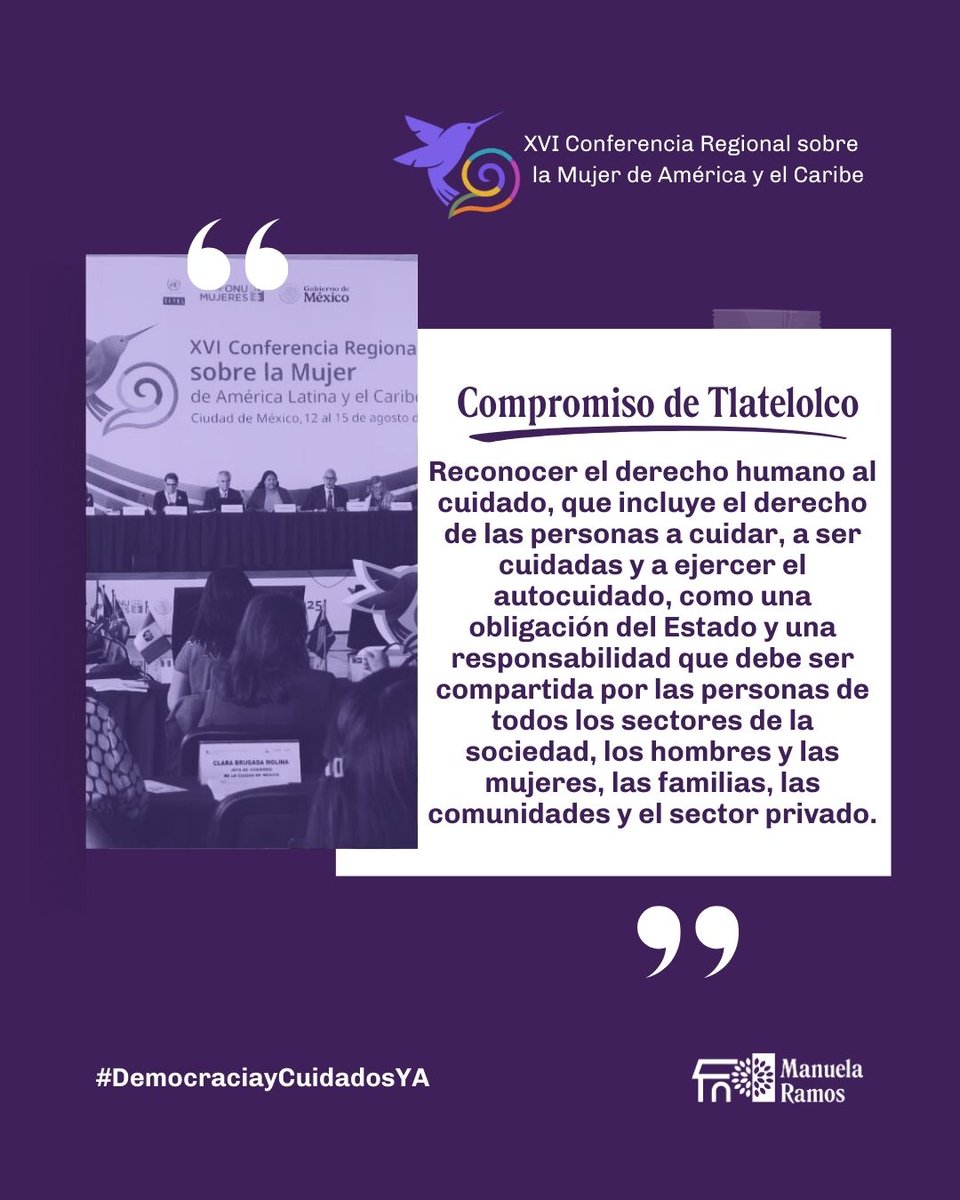 ManuelaRamos's tweet image. #México 📍  | ¡Se aprobó el Compromiso de TlaTelolco! ✊🏾
En el último día de la XVI Conferencia Regional sobre la Mujer de América Latina y el Caribe, los países  participantes reconocieron la importancia de la propuesta de la #SociedadDelCuidado y sus aportes al desarrollo