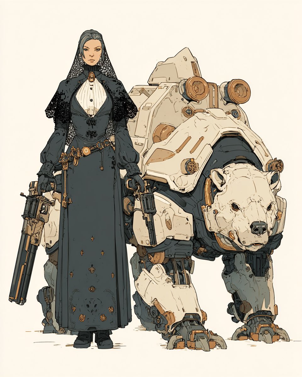 neoaten's tweet photo. In the wastelands, faith carries a gun and loyalty walks on iron paws.
What side would you stand on?
#scifi 🤖 #wildwest 🔫 #characterconcept 🎨 #mechabear 🐻 #animeart ✨ #cyberfantasy 🌌 #dystopian ⚙️ #aiart 🖌️ https://t.co/2xLj0BvYj3