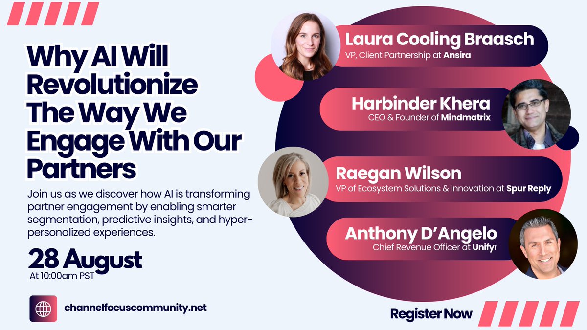 AI is reshaping partner engagement. 🚀
Next week’s webinar covers:
🔹 Smarter segmentation
🔹 Predictive, data-driven insights
🔹 Personalized strategies that strengthen relationships
Register For FREE:
us06web.zoom.us/webinar/regist…