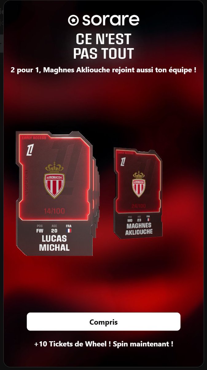 Coucou Maghnes ! <a href="/Nesmaar_A/">Maghnes Akliouche</a> 

Merci <a href="/Sorare/">Sorare</a> !!!!!