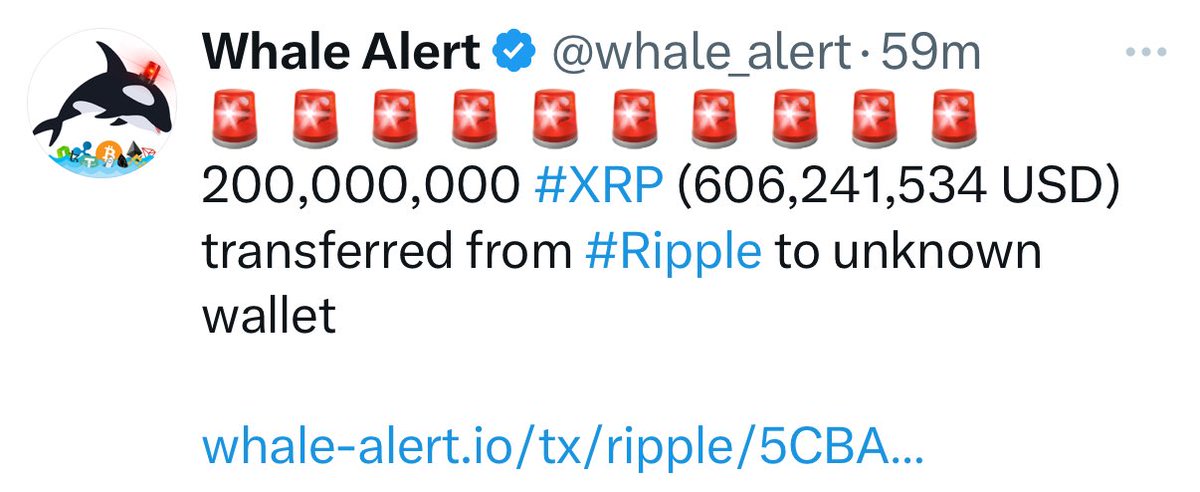 _Crypto_Barbie's tweet photo. 🚨 BREAKING:

200,000,000 #XRP WORTH $606,241 534 WERE TRANSFERRED FROM RIPPLE TO UNKNOWN WALLET! 💵💱💴 

ON AUGUST 18? WHAT IS GOING ON? 👀 https://t.co/yhIPQkDiaJ