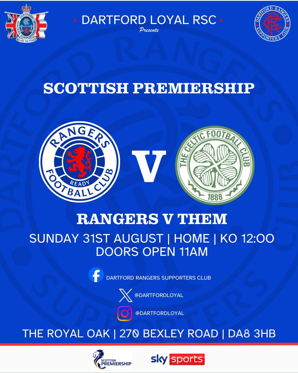 DartfordLoyal's tweet photo. It’s that time of year again.. OF at the oak for those not travelling to G51. Pub is opening up 11am nice and early for a few pre match beers. Cultural music on as usual, flag display.. you know the drill. 

Let’s pack out the oak. 🇬🇧 https://t.co/wS1cZaBSjd