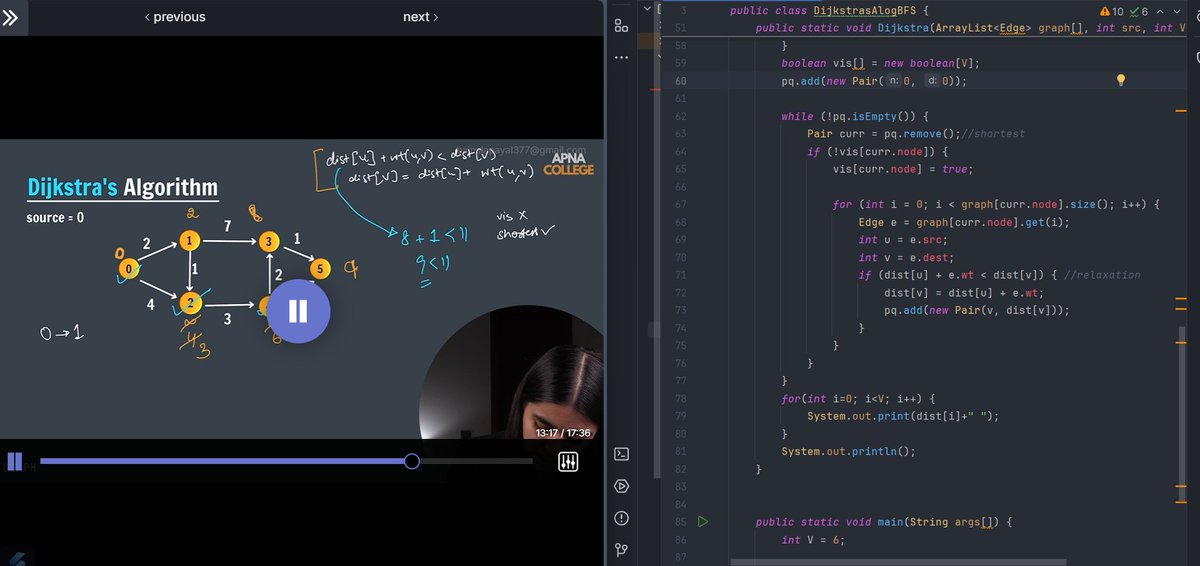 payalbains53359's tweet image. Day 50 of #100DaysOfCode 🎯
Revisited Dijkstra's Algorithm today — halfway through the challenge and feeling proud!
Onward to the next 50 🚀
#100DaysofCode #JavaJourney #CodingChallenge
@ApnacollegeX @ShradhaKhapra_