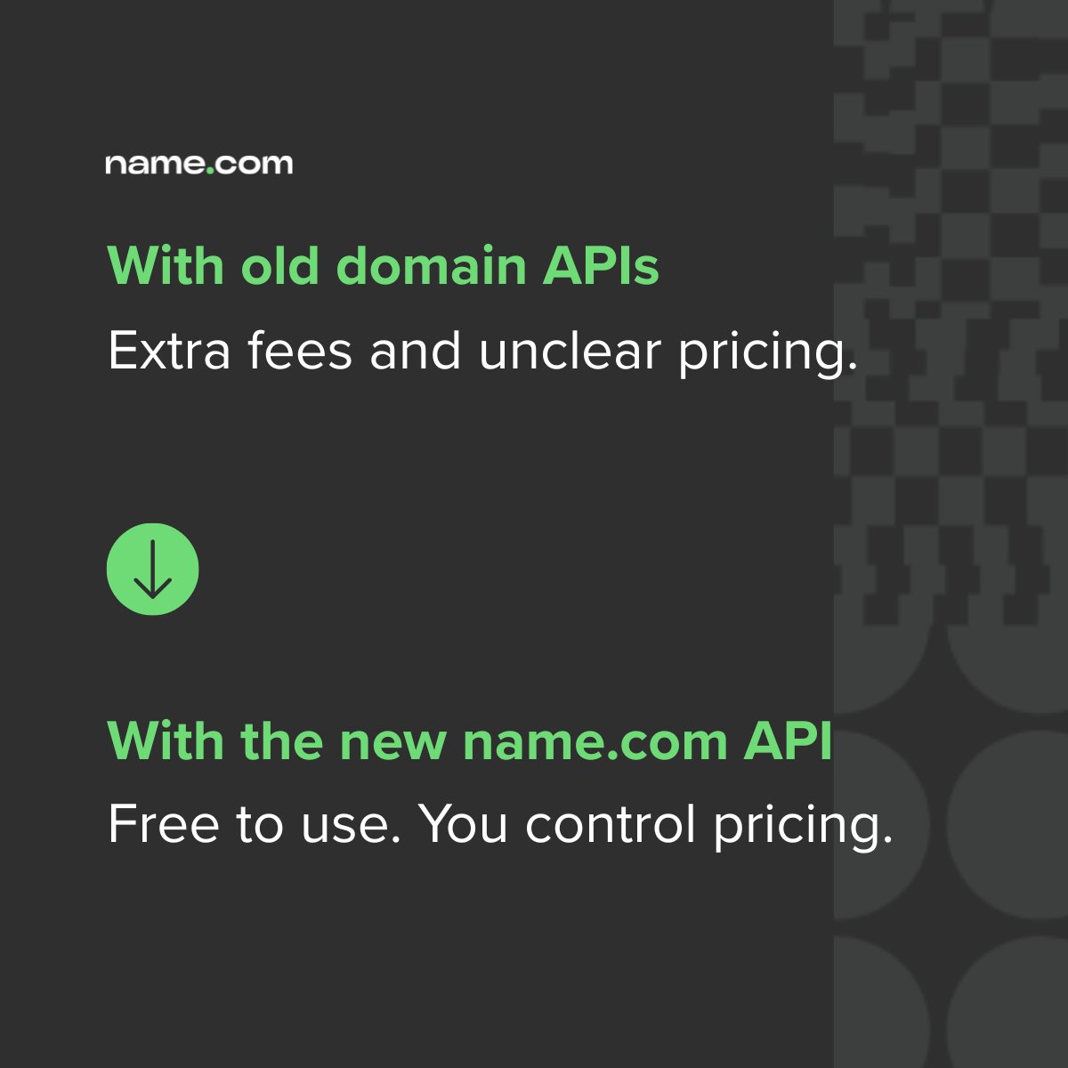 Old domain APIs are slow and clunky.
The name.com API is fast, simple, and works with AI tools like Cursor.
Automate DNS, launch in days, and control your pricing.
Use it for free here: name.social/API