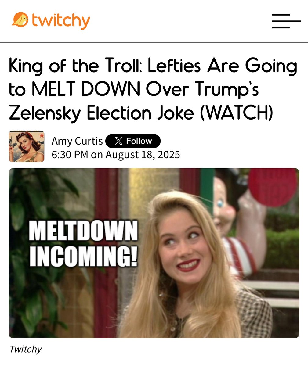 King of the Troll: Lefties Are Going to MELT DOWN Over Trump's Zelensky Election Joke (WATCH)

twitchy.com/amy-curtis/202…