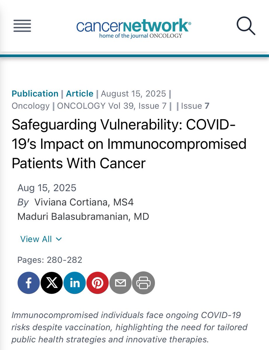 Oncology: Immunocompromised are at greater risk of severe outcomes from COVID, potentially serving as reservoirs for new variants, emphasizing a need for comprehensive strategies going beyond conventional vaccine only approaches that include masks and enhanced infection control.
