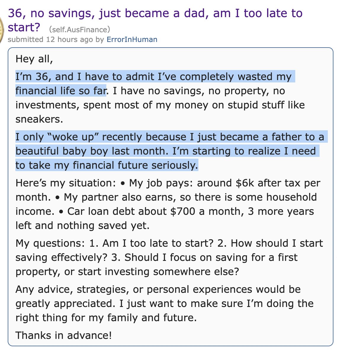 A lot of people only start to manage their money when they have kids I get  messages like this every week. Most parents ask me about how to save for  their kids