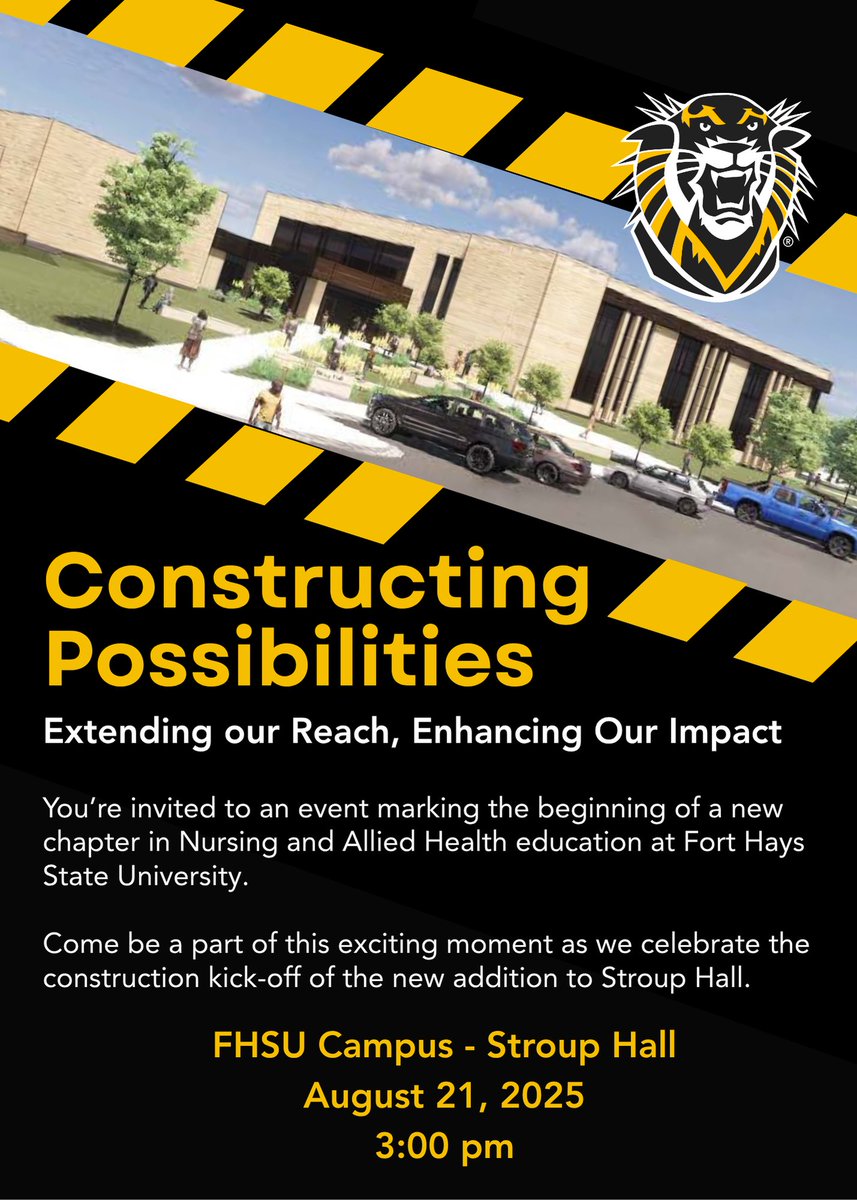 Join us for the construction kick-off celebration on Thursday, August 21, at 3:00 PM at Stroup Hall.
If you are unable to join us on campus, watch the event live on <a href="/HaysChamber/">Hays Chamber</a> Facebook page.