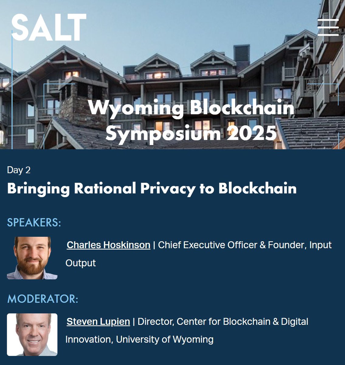 . <a href="/IOHK_Charles/">Charles Hoskinson</a> speaking at the Wyoming Blockchain Symposium tomorrow! #Cardano
