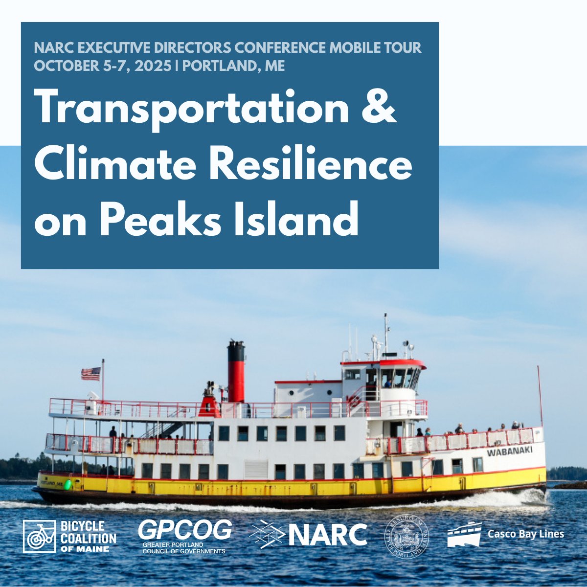 Join us in Portland, Maine for a different kind of mobile tour with <a href="/GPCOG207/">Greater Portland Council of Governments</a> 🚢🚲

Register for the Executive Directors Conference here: lnkd.in/gnxmNPgK

#NARCExecDirConf #RegionsLead