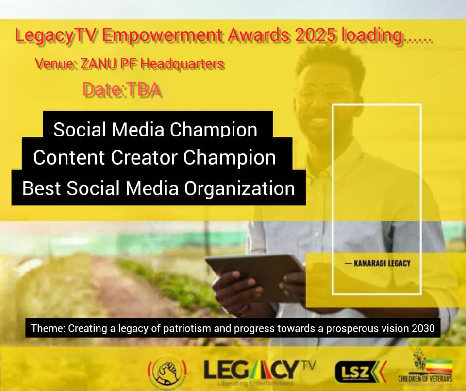 Samwacho's tweet image. “The awards recognize outstanding efforts for the nation,” stated Cde Mangwende. This year&apos;s theme is &quot;Creating a legacy of patriotism &amp;amp; progress towards a prosperous Vision 2030.&quot; Stay tuned for updates. #LegacyAwards 
#ZimbabweDevelopment
@pardonmangwende
@TateMavetera