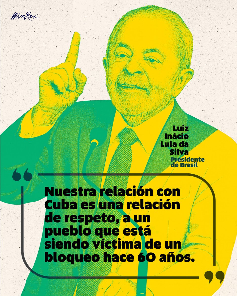 Compartimos fragmentos de las declaraciones realizadas por el Presidente <a href="/LulaOficial/">Lula</a> denunciando el bloqueo de Estados Unidos contra Cuba
#TumbaElBloqueo