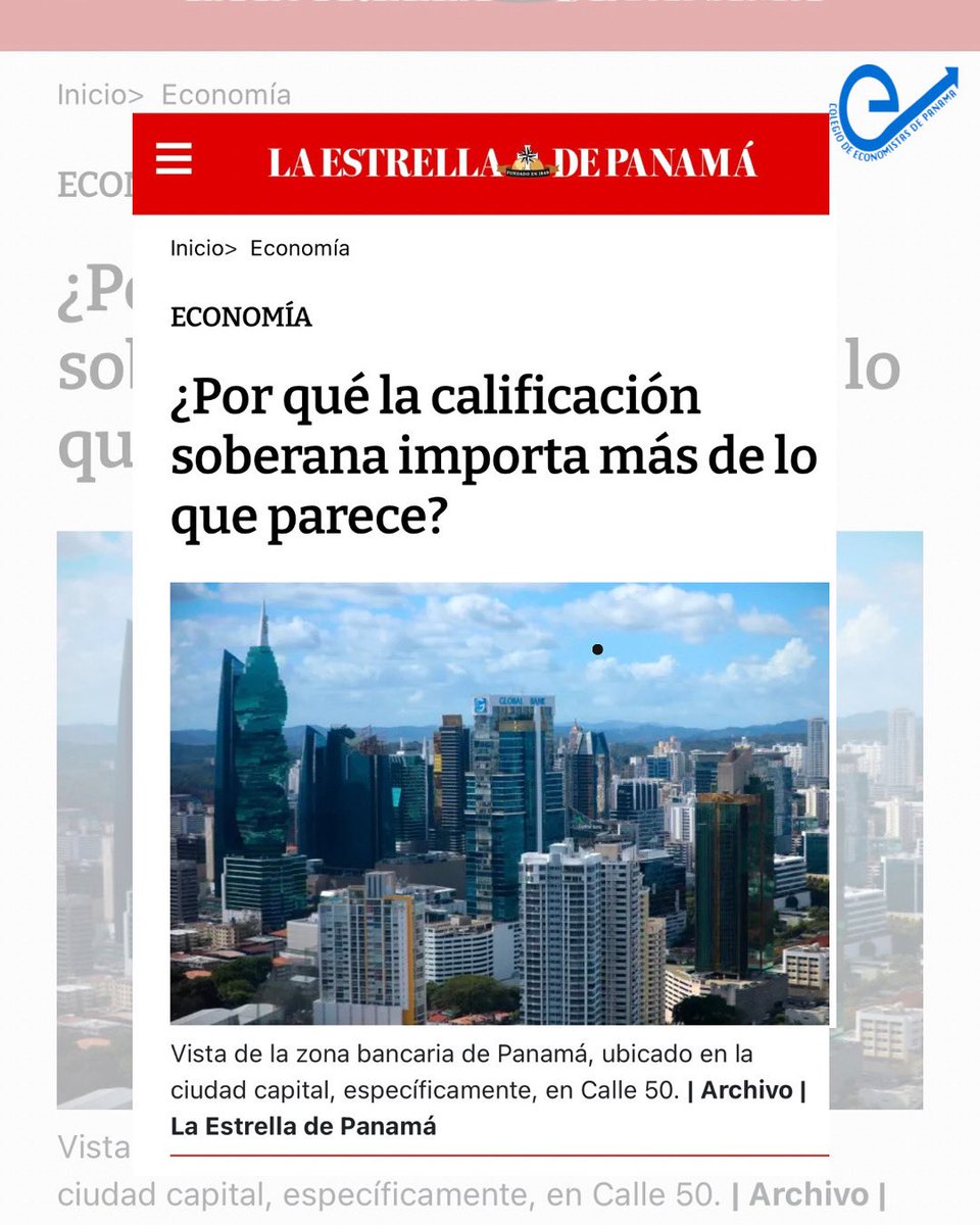 📉 ¿Por qué la calificación soberana importa más de lo que parece?

El Dr. Patricio Mosquera, del Colegio de Economistas de Panamá, lo explica en su nuevo artículo en @laestrellaonline 

📰 Lee el artículo completo aquí 👇
🔗 laestrella.com.pa/economia/por-q…