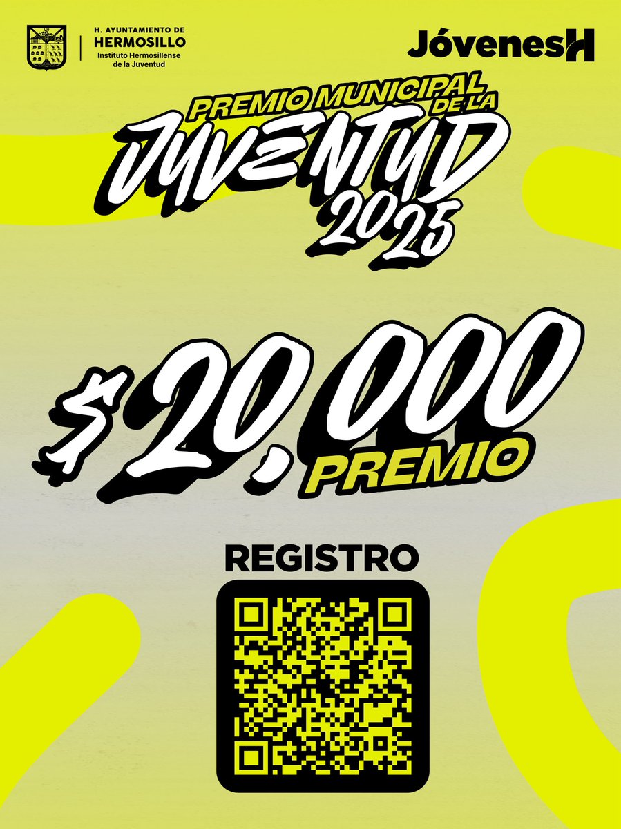 🌟 ¡Llega el Premio Municipal de la Juventud 2025! 🌟

El reconocimiento más importante para las y los jóvenes de Hermosillo que inspiran con su talento, liderazgo e innovación. 🚀

📌 Fecha: 16 de octubre 2025
💰 Premio: $20,000 pesos

#PremioMunicipalJuventud2025 #PMJ #JóvenesH