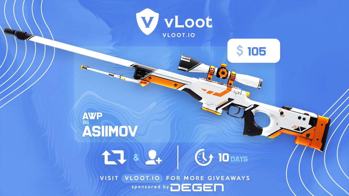 CSGO / CS2 AWP Asiimov Giveaway (+$100) 🎁

✅ Follow <a href="/degencom/">Degen</a> &amp; <a href="/vloot_io/">vLoot.io</a>
✅ Like, Retweet and Tag 1 friend

Winner drawn in 10 days, good luck 🥰