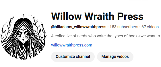 Bill Adams - Willow Wraith Press (@williamjadams3) on Twitter photo Hey hey! Willow Wraith Press has reach 150 subscribers on our YouTube page!! <a href="/pete_reviews/">Pete Reviews Books Good</a> and <a href="/DeweyWConway/">Dewey Conway</a> keeping us going strong with Realm Runners and Dewey's Middle Grade shorts! Hey hey! Willow Wraith Press has reach 150 subscribers on our YouTube page!! <a href="/pete_reviews/">Pete Reviews Books Good</a> and <a href="/DeweyWConway/">Dewey Conway</a> keeping us going strong with Realm Runners and Dewey's Middle Grade shorts!