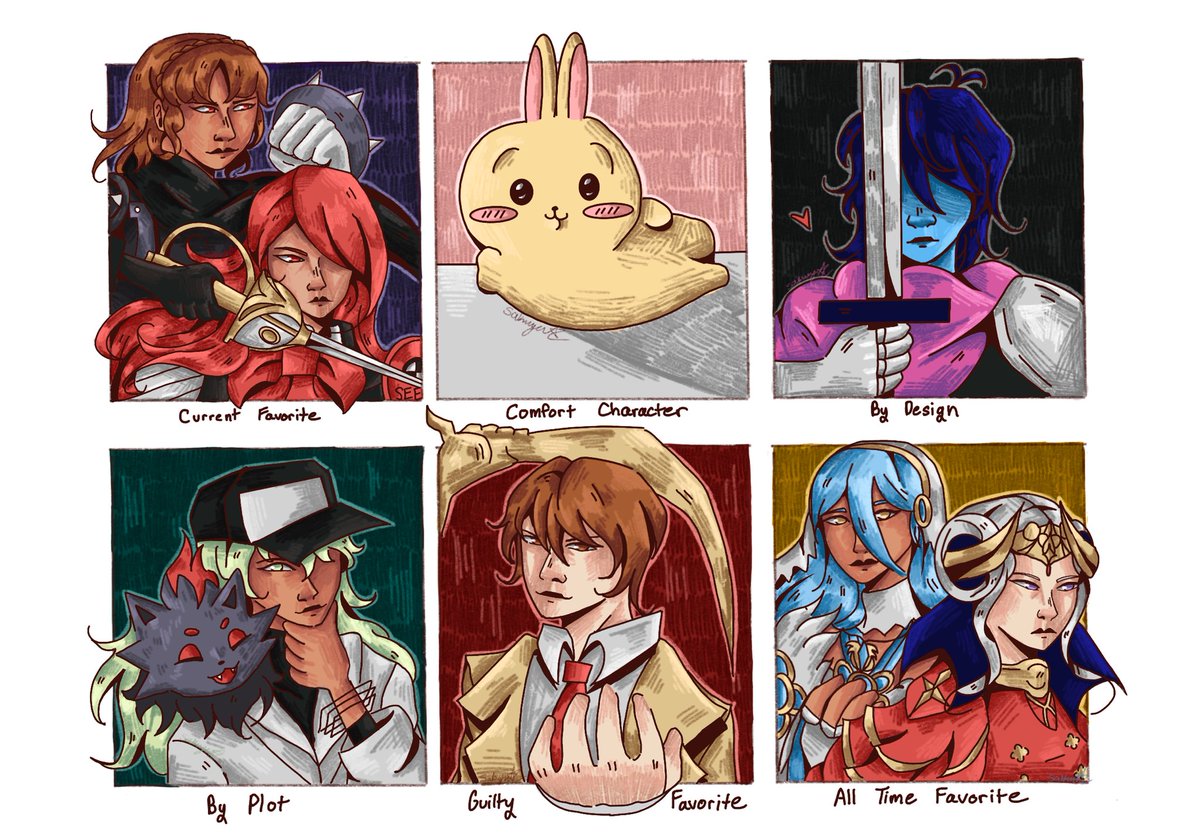 my favorite guys 

#Persona3 #Persona5 #Chiikawa #DELTARUNE #deltarunefanart #Pokemon #Deathnote #FireEmblemThreeHouses #FireEmblemFates