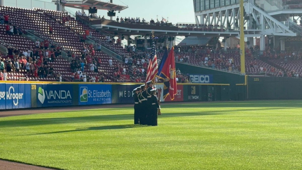 In the spotlight of the summer sun at Great American Ball Park, our NJROTC cadets stood tall and ready as the Honor Guard for the Cincinnati Reds⚾ This is a huge honor for an incredible team of young leaders!