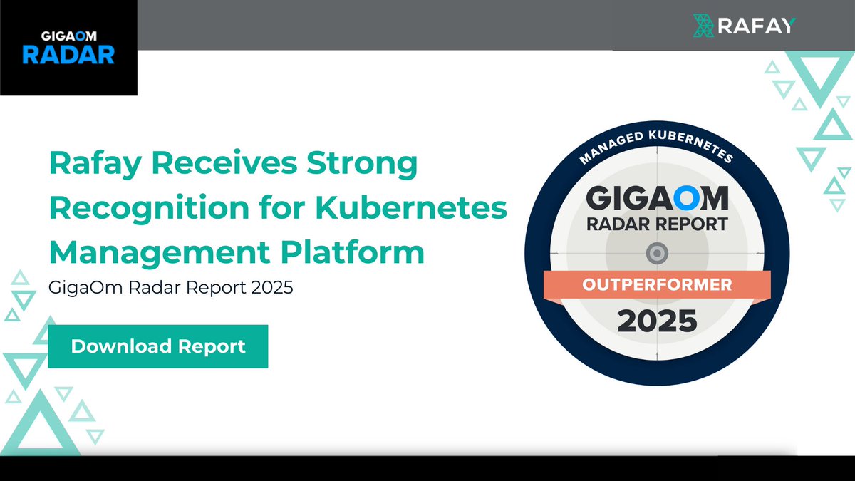 Rafay named Leader &amp; Outperformer in the 2025 GigaOm Radar Report for Managed Kubernetes!

✅ Top marks in scalability, architecture &amp; ease of use
✅ Strengths in hybrid/multicloud, automation &amp; security