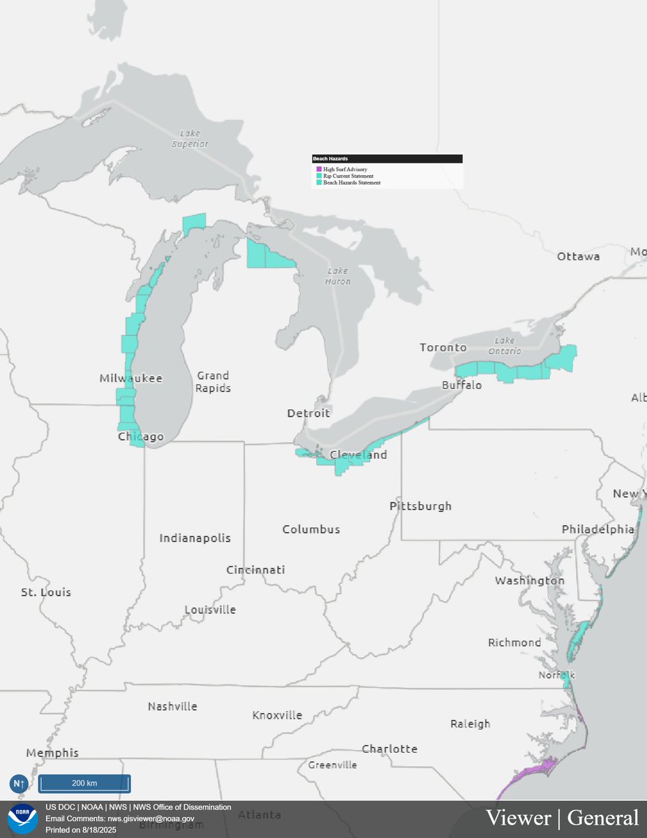 NWS's tweet image. ⚠️Erin is expected to produce life-threatening surf and rip currents along the beaches of the Bahamas, much of the east coast of the U.S., Bermuda, and Atlantic Canada during the next several days.

Additionally, dangerous swimming conditions are expected TODAY due to currents…