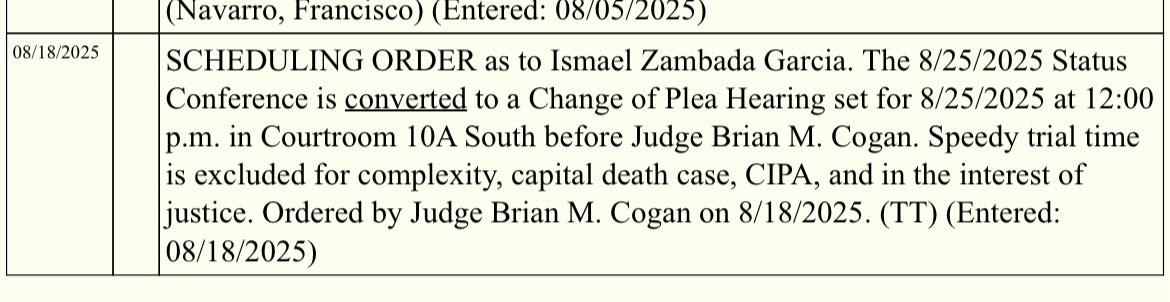 #BREAKING: New court filing shows Sinaloa cartel leader El Mayo Zambada has reached an agreement with US federal prosecutors and will change his plea to guilty at his next court hearing on Aug. 25