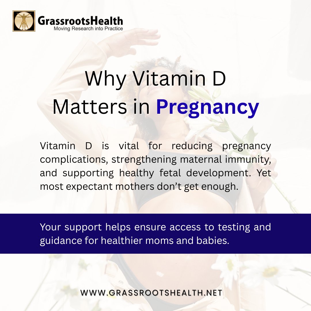 Grassroots4VitD's tweet photo. Vitamin D does more than support bones — it’s essential during pregnancy.
✅ Reduces risk of complications
✅ Supports immunity
✅ Helps babies grow strong
Most moms don’t get enough. You can help.

💛Learn more:  https://t.co/j8FPrN0v6r

#SunshineForMoms #TestToProtect #VitaminDForLife