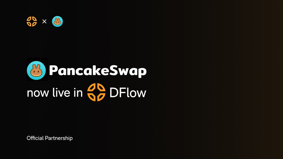 DFlow 공식 파트너십 배너에 PancakeSwap이 이제 Solana에서 이용 가능함