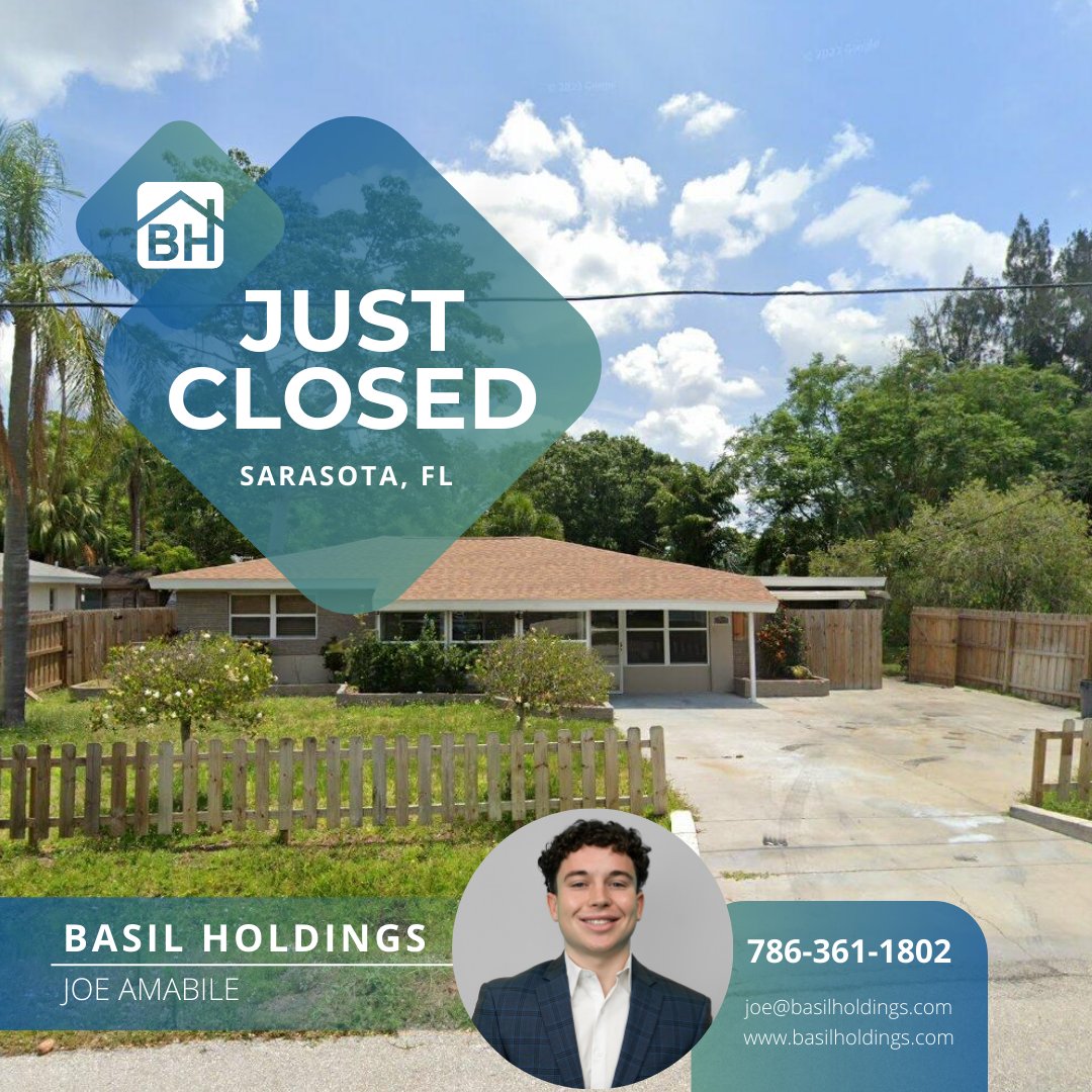 BasilHoldings's tweet photo. Closed in sunny Sarasota, FL! ☀️ 

This is why we love what we do — helping sellers move forward quickly while creating strong opportunities for our buyers. At Basil Holdings, every closing is more than a transaction…it’s a win-win for everyone involved. 🏡💼" https://t.co/xgDs91twDY