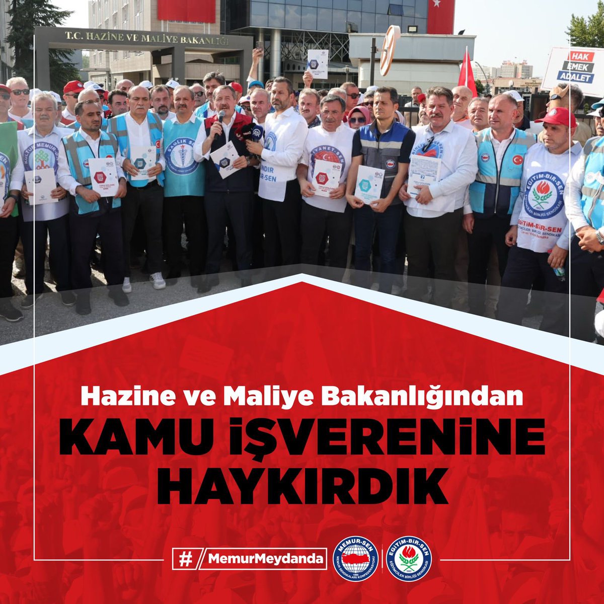 Miting ve yürüyüşümüzün ardından Hazine ve Maliye Bakanlığı önünde heyetimizle birlikte “gelirde adalet ve ücrette denge” talebimizi Kamu İşverenine haykırdık. 

#MemurMeydanda