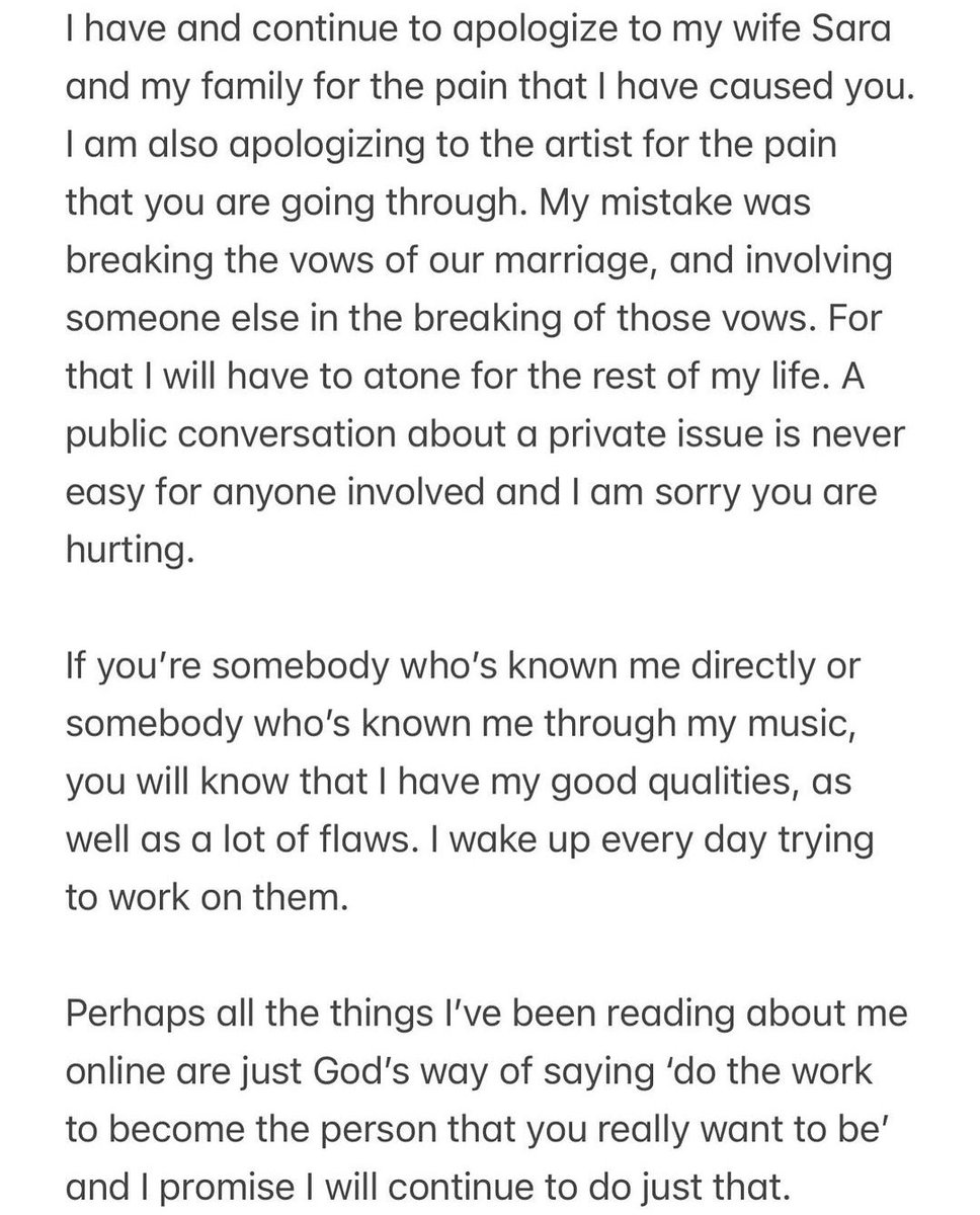 666_slut's tweet photo. michael franti is a horrible person. my god.

in what world does "taking accountability" for entering a romantic relationship with your TEENAGE SUBORDINATE make you a good guy??

how consensual can a relationship be when you're 50+ years old and essentially this person's boss? https://t.co/RcF6MGW8tK