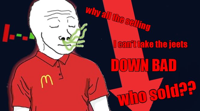 Meme of wojak in McDonald's uniform complaining about selling and jeets