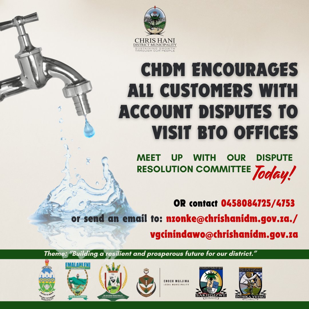 For Account Disputes, visit our BTO Offices and meet up with our Dispute Resolution Committee Today! 
#PayYourAccount #CHDMAtWork
#ServingOurCommunitiesBetter
